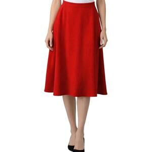 Vintage Pendleton 100% Wool Skirt 1950s Knee Length Flat Front Zip Close Red 16